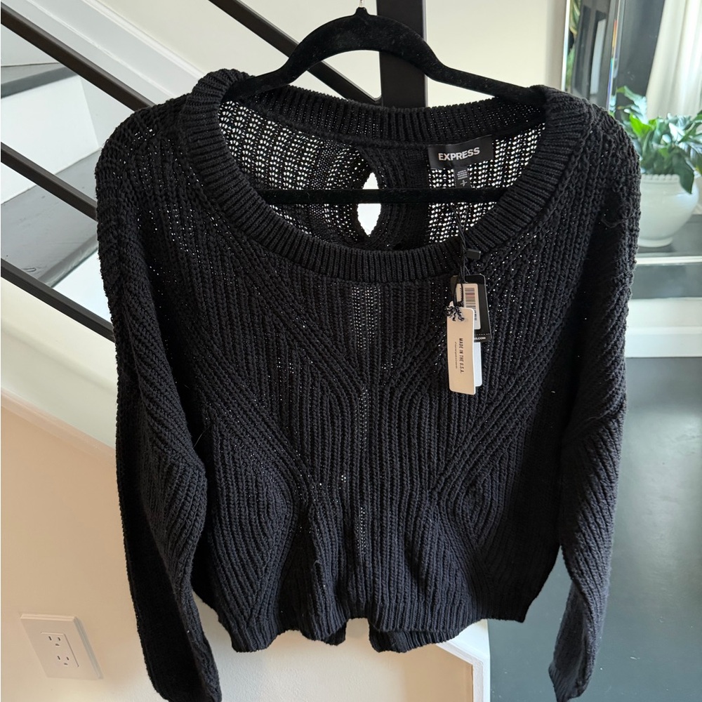 Express Women's Elegant Black Knit Sweater